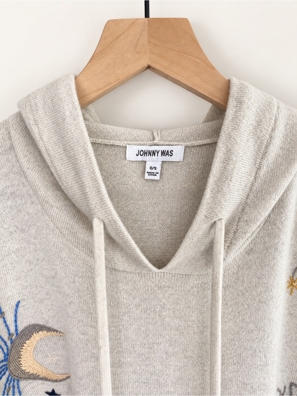 Johnny Was Good Vibes 100% Cashmere Embroidered Hooded Poncho OS M6142 - Picture 3 of 10